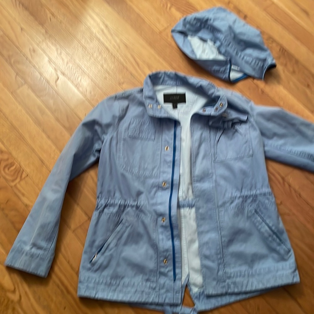 J Crew size small heavy cotton jacket with detachable hood